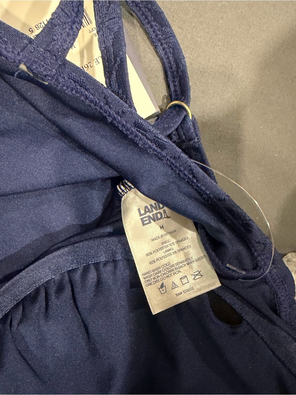 Lands End Blue Textured One-Piece Swimsuit with Front Knot - Picture 4 of 5